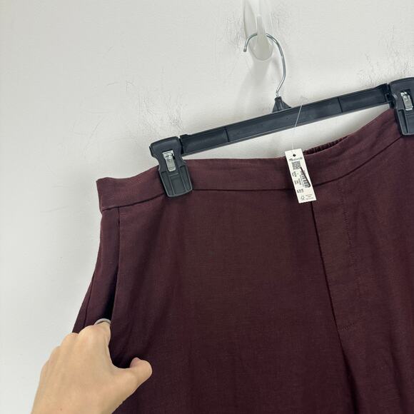 Madewell Easy Pull On Pant in 100% Linen High Rise Chocolate Raisin Large NWT - Picture 8 of 14